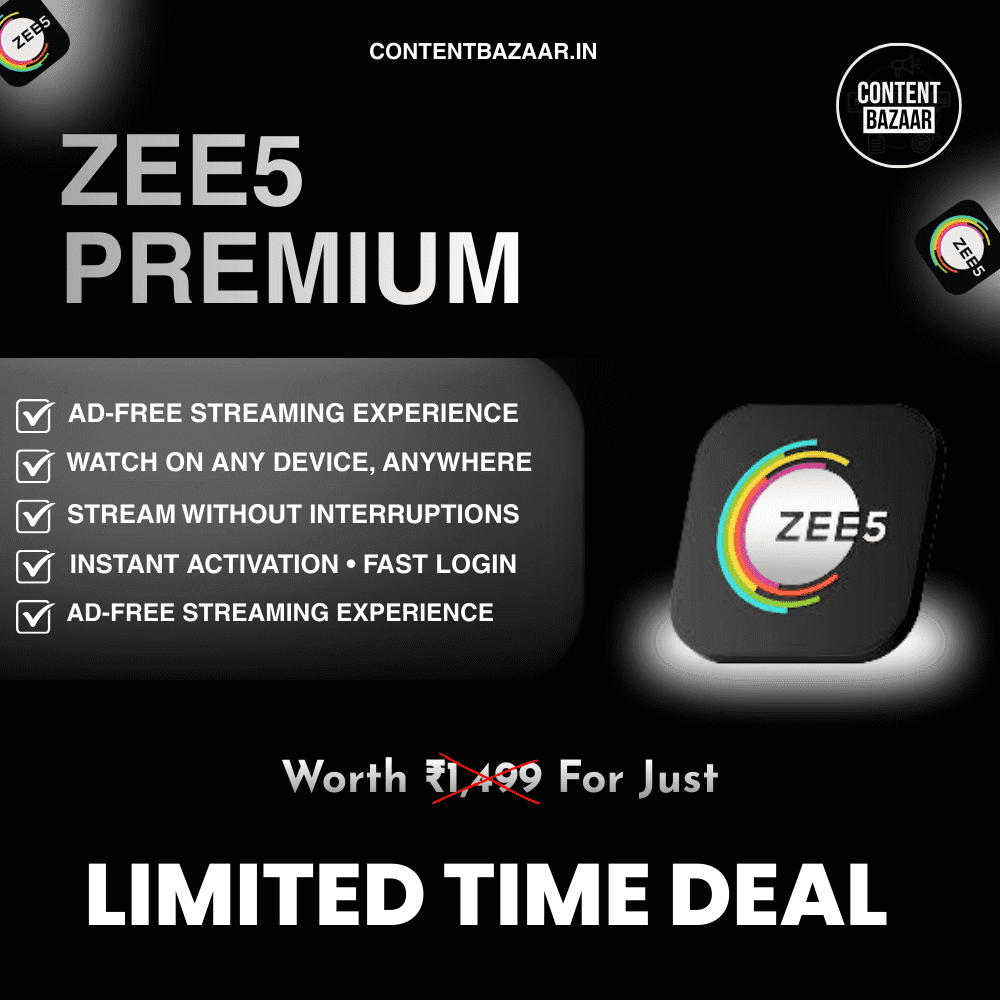 Zee5 Premium Subscription – Shared & Private Plans (1 to 12 Months)