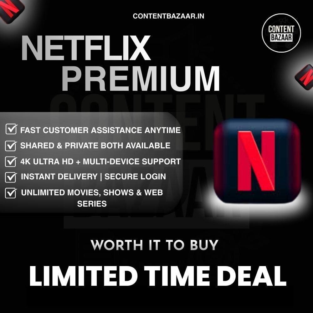 Netflix Premium Subscription – 4K Ultra HD | Shared & Private Plans (1M / 6M / 12M)